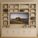 Ønsker spesialtilpasset bokhylle med innebygget TV – Mål: 361 cm bred x 248 cm høy