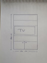 Tegning TV PLassbygd reol/hyller